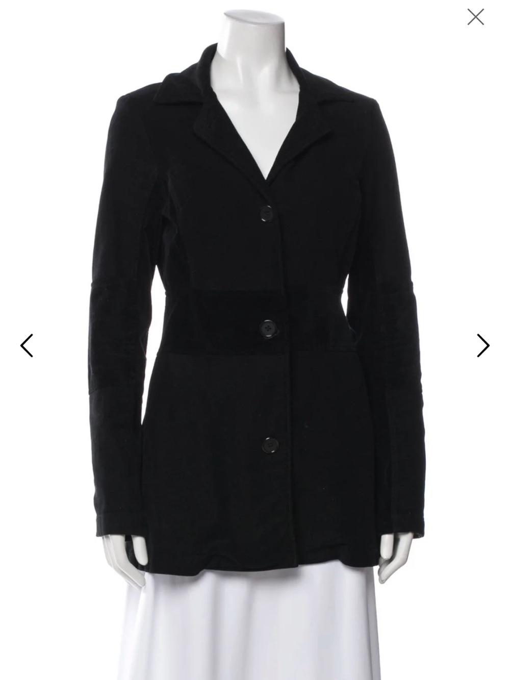 James Perse Black Women's Button-Front Velvet Coat